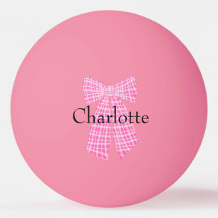 Personalisiert Gingham Pink Romantischer Coquette  Tischtennisball