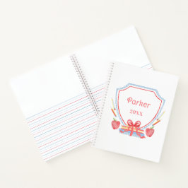 Personalisiert Gingham School Wappen Notizblock