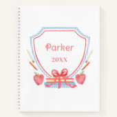 Personalisiert Gingham School Wappen Notizblock (Vorderseite)