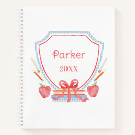 Personalisiert Gingham School Wappen Notizblock