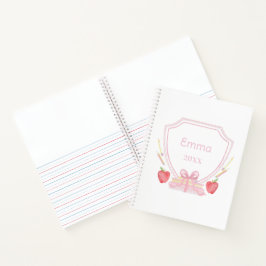 Personalisiert Gingham School Wappen Notizblock
