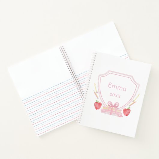 Personalisiert Gingham School Wappen Notizblock (Innenseite)