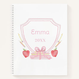 Personalisiert Gingham School Wappen Notizblock