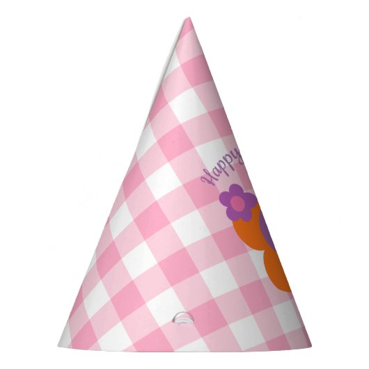 Personalisiert Gingham und Blume Foto Party Hat Partyhütchen (Links)