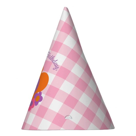 Personalisiert Gingham und Blume Foto Party Hat Partyhütchen (Rechts)