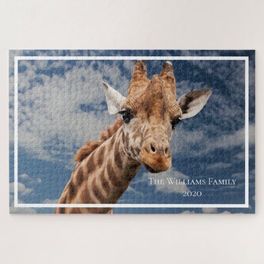 Personalisiert Giraffe Riant Puzzle (Horizontal)