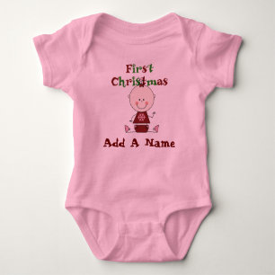 Personalisiert Girl 1. Weihnachtsanzug Baby Strampler