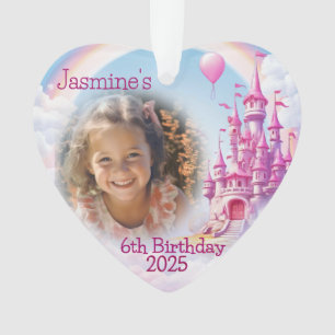 Personalisiert Girl 6. Geburtstag Foto Herzgeschen Ornament