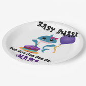 Personalisiert Girl Baby Shark Geburtstag Pappteller (Schrägansicht)