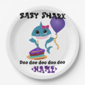 Personalisiert Girl Baby Shark Geburtstag Pappteller (Vorderseite)