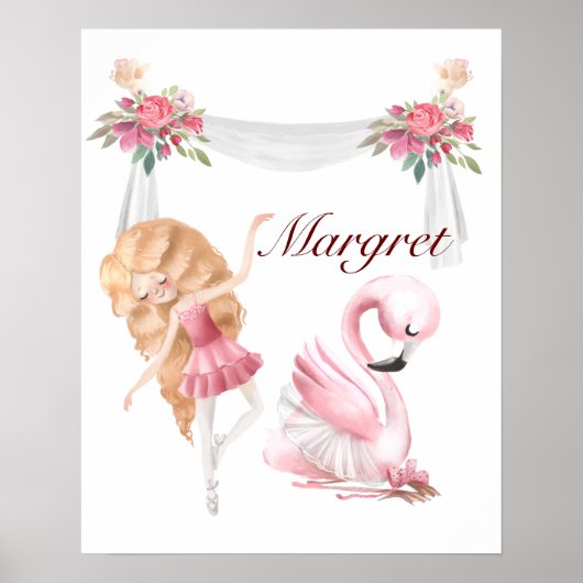 Personalisiert Girl Ballet Kinderzimmer Poster (Vorne)