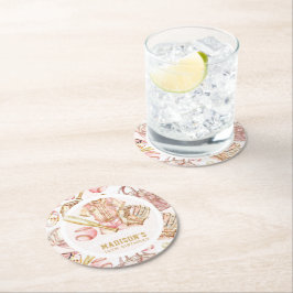 Personalisiert Girl Birthday Baseball Runder Pappuntersetzer