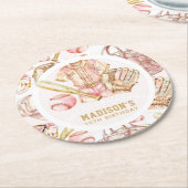 Personalisiert Girl Birthday Baseball Runder Pappuntersetzer (Angewinkelt)
