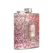 Personalisiert Girl Blush Pink Glitzer Monogram Flachmann (Rechts)
