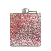 Personalisiert Girl Blush Pink Glitzer Monogram Flachmann (Rückseite)