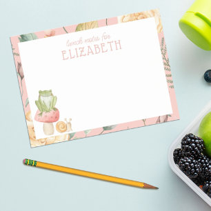 Personalisiert Girl Floral Woodland Kinder Mittage Post-it Klebezettel