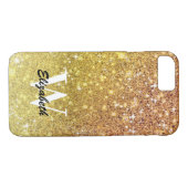 Personalisiert Girl-Gold-Glitzer-Glitzern Monogram Case-Mate iPhone Hülle (Rückseite (Horizontal))
