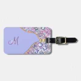 Personalisiert Girl Gold Glitzer Mit Monogramm Blu Gepäckanhänger