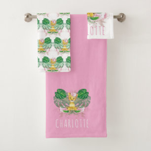 Personalisiert Girl Lion Illustration Safari Badhandtuch Set