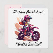Personalisiert Girl Motocross Einladung (Vorne/Hinten)
