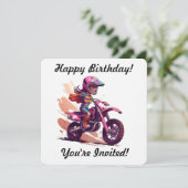 Personalisiert Girl Motocross Einladung (Stehend Vorderseite)
