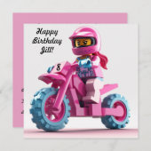 Personalisiert Girl Motocross Einladung (Vorne/Hinten)