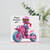 Personalisiert Girl Motocross Einladung (Stehend Vorderseite)