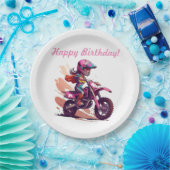 Personalisiert Girl Motocross Einladung Pappteller (Party)