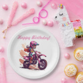 Personalisiert Girl Motocross Einladung Pappteller (Party)
