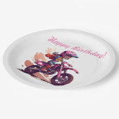 Personalisiert Girl Motocross Einladung Pappteller (Schrägansicht)