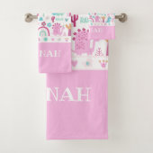 Personalisiert Girl Power Dinosaur Badhandtuch Set (Insitu)