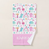 Personalisiert Girl Power Dinosaur Badhandtuch Set (Handtuch)