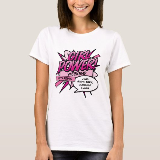 Personalisiert GIRL POWER Girls Weekend T-Shirt (Vorderseite)