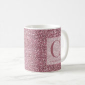 Personalisiert Girl Rose Gold Pink Glitzer Monogra Kaffeetasse (VorderseiteRechts)