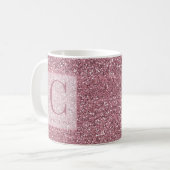Personalisiert Girl Rose Gold Pink Glitzer Monogra Kaffeetasse (Vorderseite Links)