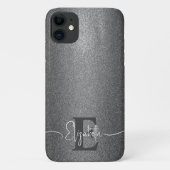 Personalisiert Girl Silver Glitzer Monogram Case (Rückseite)