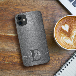 Personalisiert Girl Silver Glitzer Monogram Case