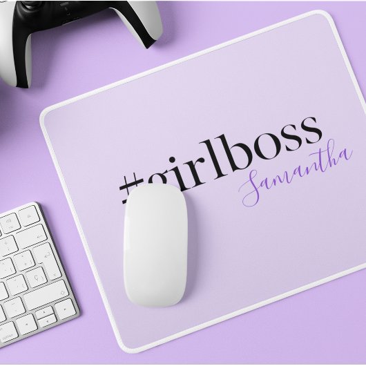 Personalisiert #GirlBoss Moderner Lila Name Mousepad
