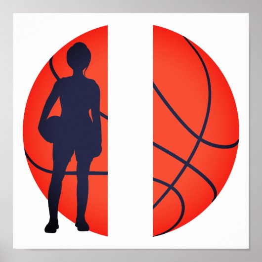 Personalisiert Girls Basketball Split Monogram Poster (Vorne)