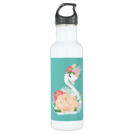 Personalisiert Girls Blumenschwan Edelstahlflasche