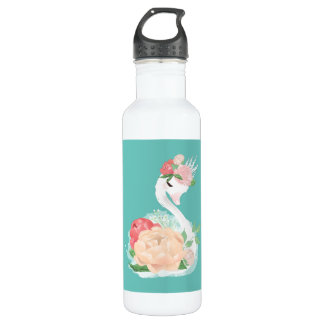 Personalisiert Girls Blumenschwan Edelstahlflasche