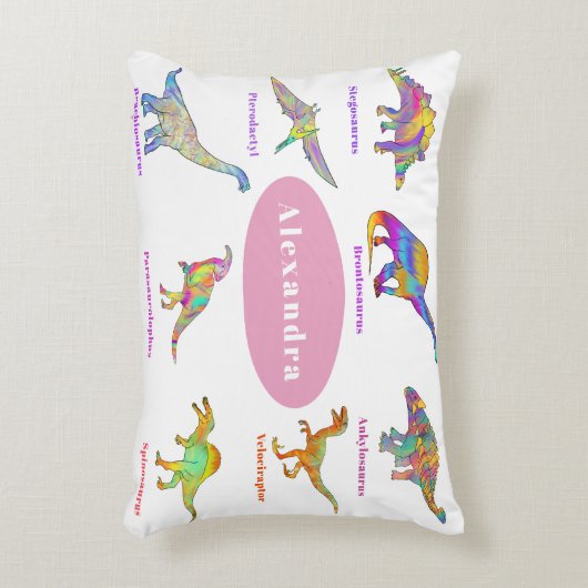 Personalisiert Girls Dinosaur Dekokissen (Vorderseite(Vertikal))
