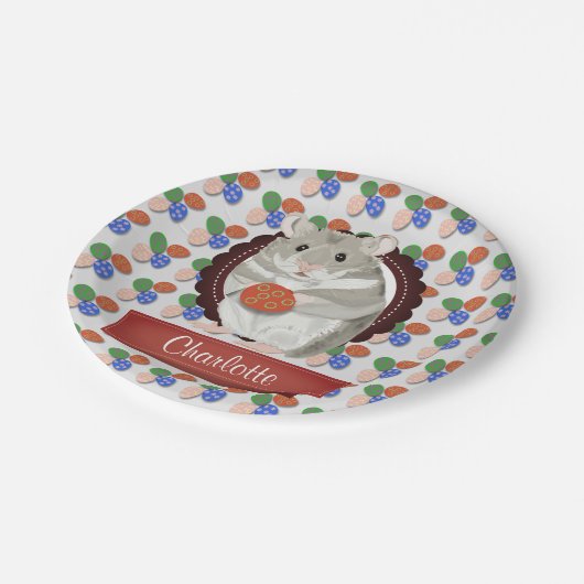 Personalisiert Girls Hamster Oster Pappteller (Schrägansicht)
