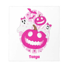Personalisiert Girls Pink Halloween Notizblock