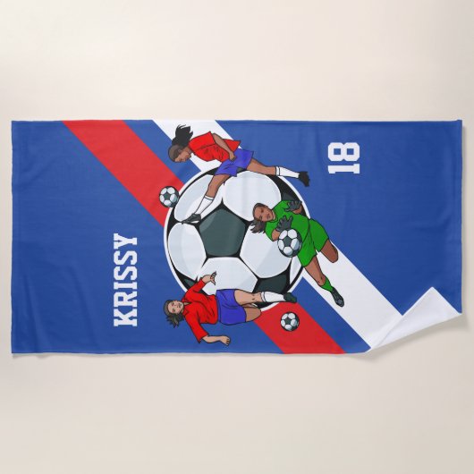 Personalisiert Girls Soccer Designer Strandtuch (Vorderseite)