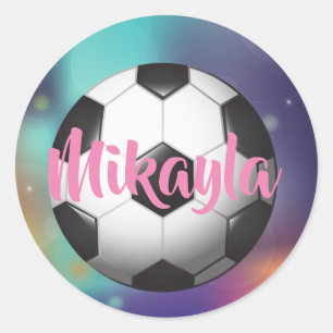 Personalisiert Girls Soccer Galaxie Runder Aufkleber