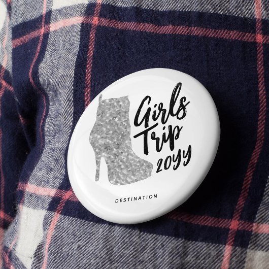 Personalisiert Girls Trip Disco Mirror Silver Boot Button