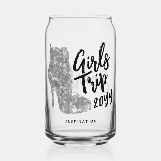 Personalisiert Girls Trip Disco Mirror Silver Boot Dosenglas (Vorderseite)