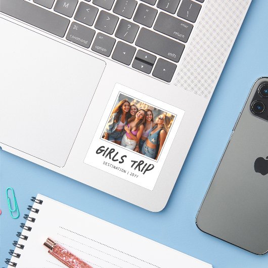 Personalisiert Girls Trip Girls Foto Aufkleber (Laptop mit iPhone)
