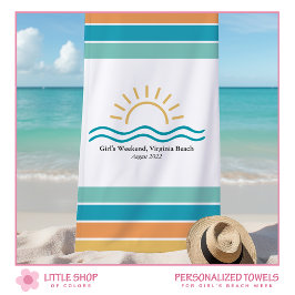Personalisiert Girls Weekend Tropische Streifen Strandtuch